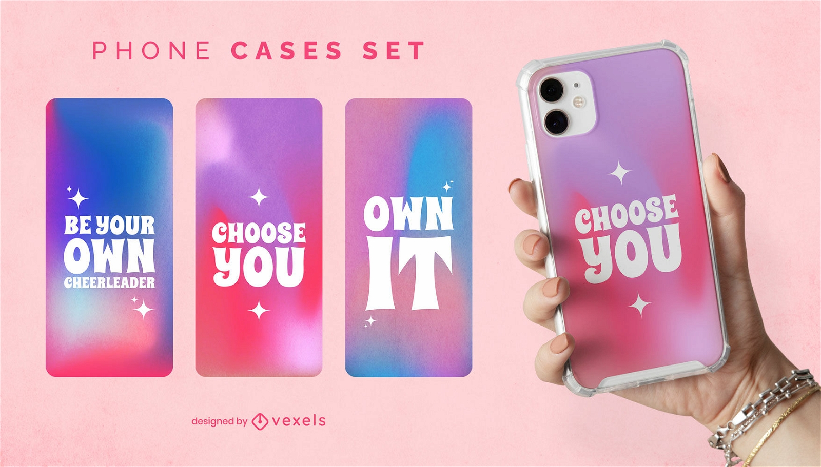 Colorful holographic phone case set
