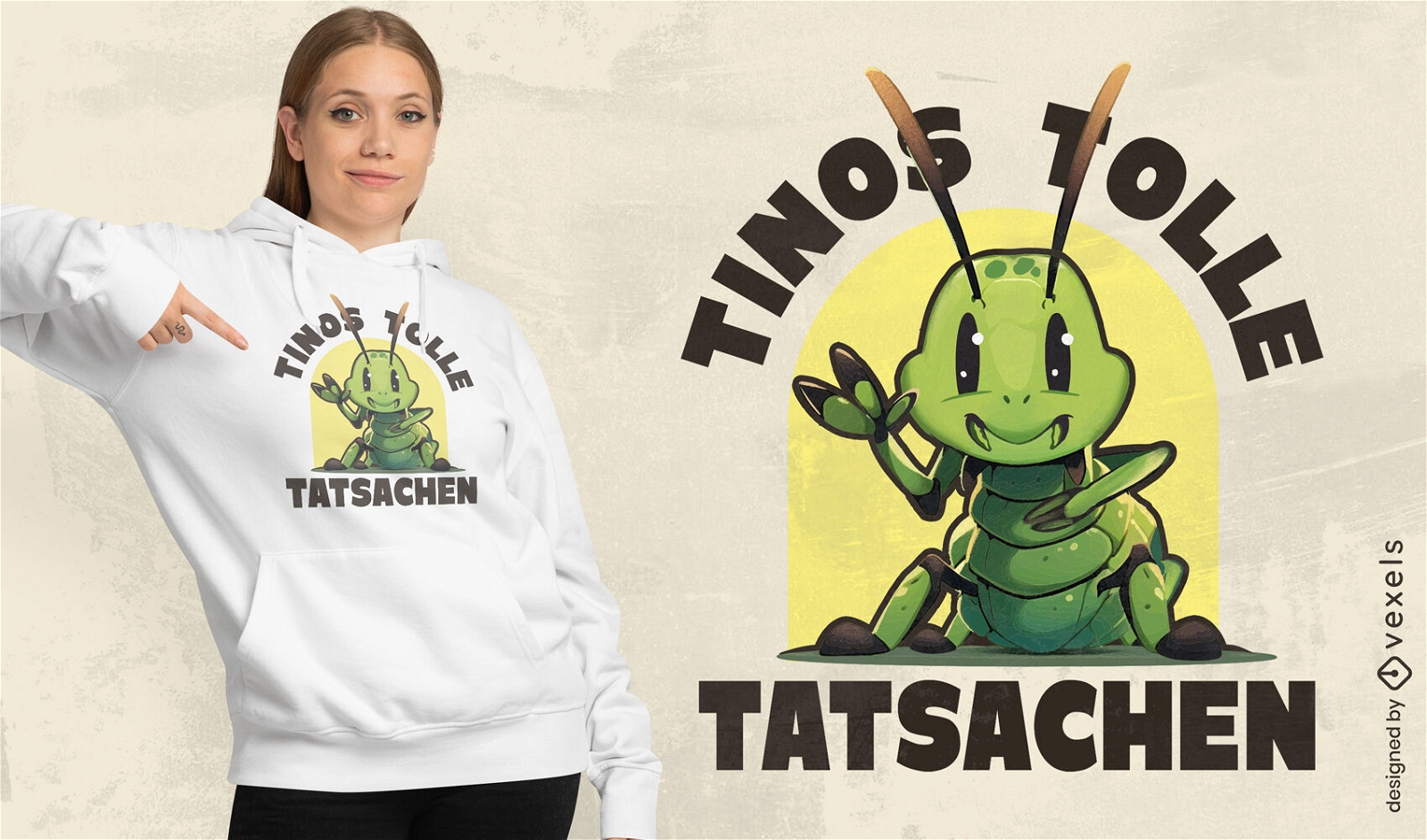 Grünes Heuschrecken-Insekten-T-Shirt-Design