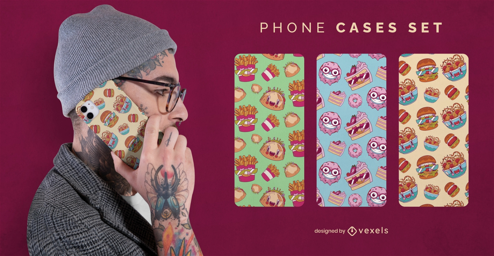 Sweet and junk food phone case set