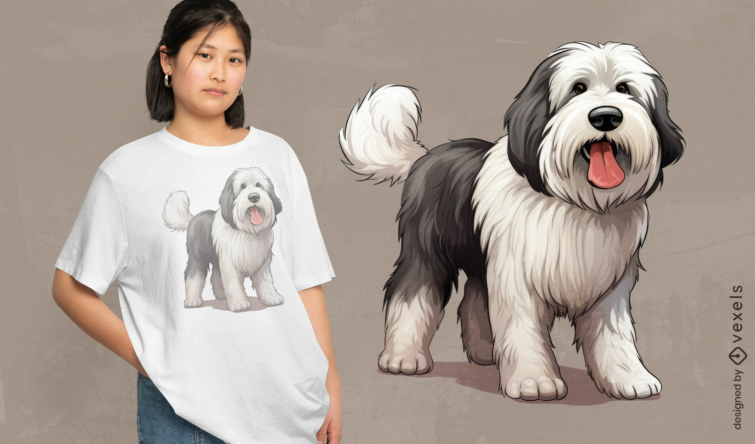 Adorable diseño de camiseta de perro esponjoso.