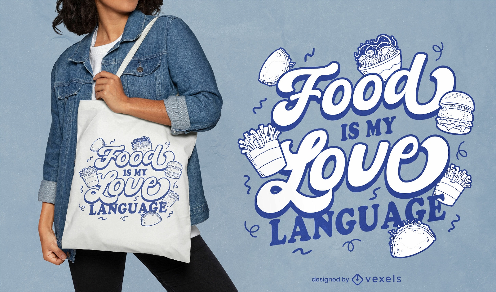 A comida é o design da minha sacola de linguagem do amor