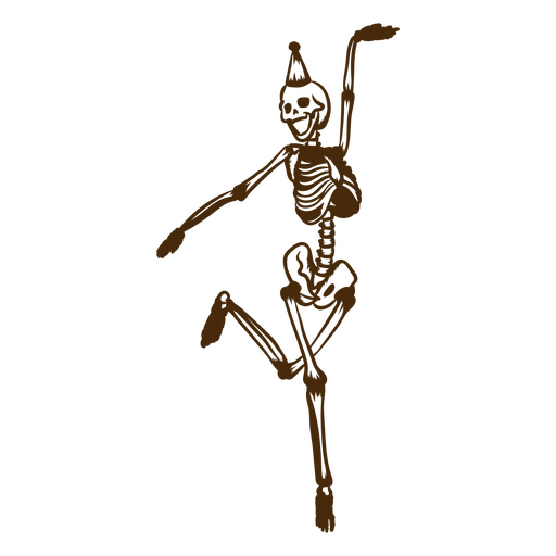 Esqueleto bailando con sombrero Diseño PNG