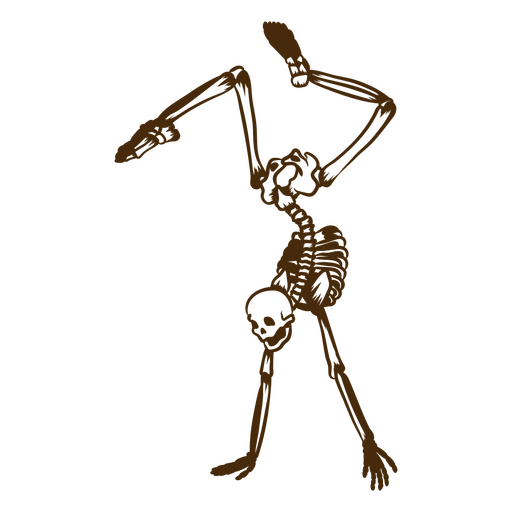 Esqueleto fazendo parada de mão Desenho PNG