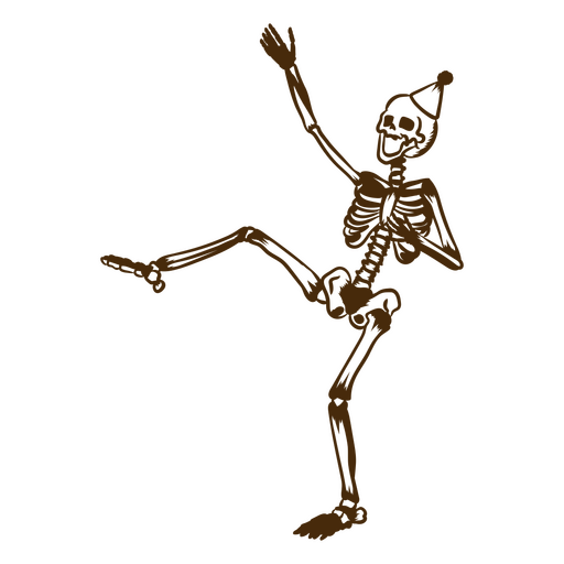 Skeleton dancing happily PNG Design