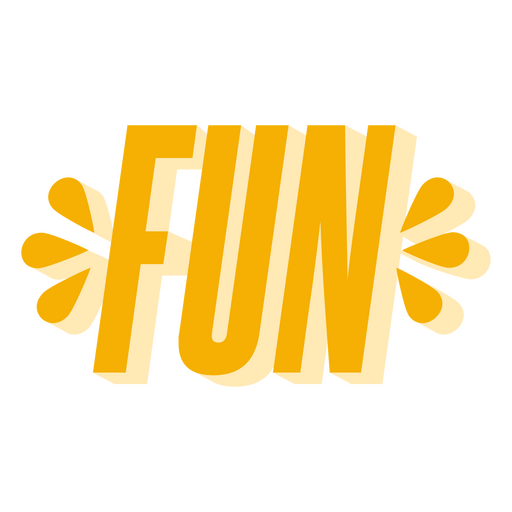 La palabra diversión en amarillo. Diseño PNG
