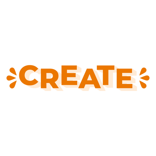 La palabra crear en naranja. Diseño PNG