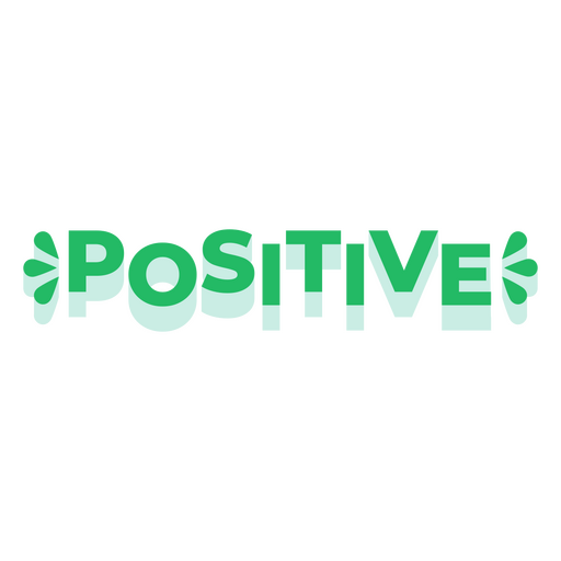 La palabra positiva en letras verdes en negrita. Diseño PNG