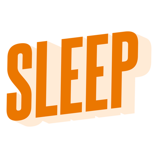 La palabra dormir en letras anaranjadas en negrita. Diseño PNG