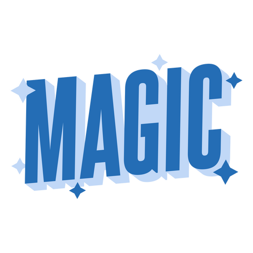 La palabra magia en letras azules. Diseño PNG