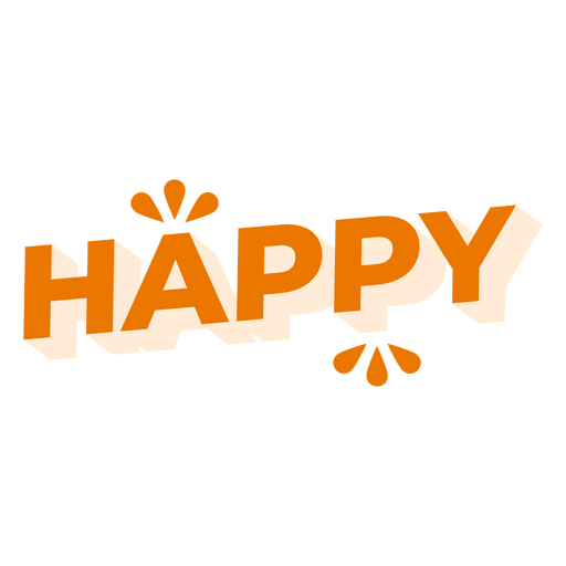 The word happy in orange bold letters PNG Design