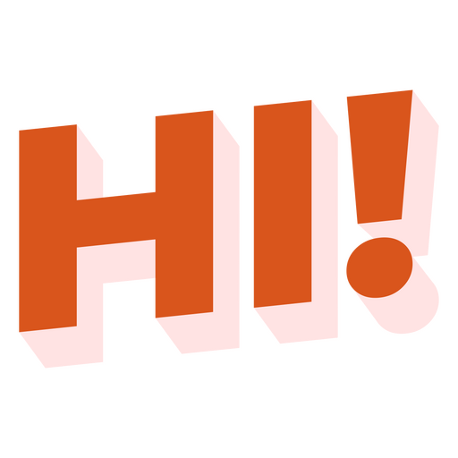 The word hi in orange and white PNG Design