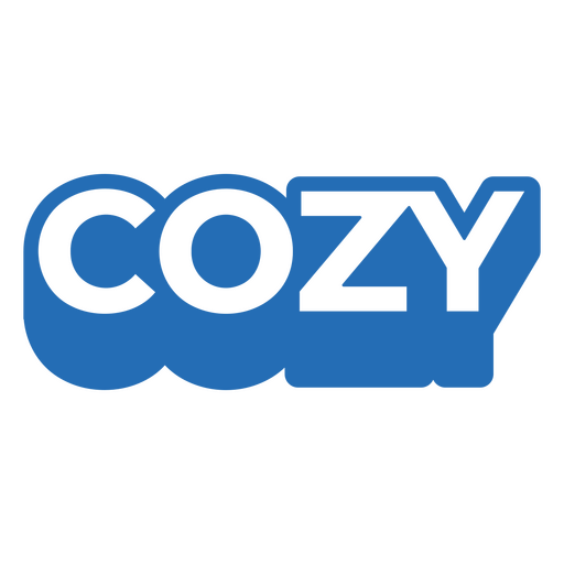The word cozy in blue PNG Design