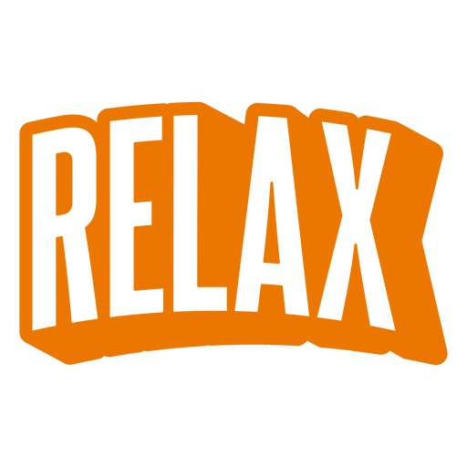 Das Wort ?Relax? in orangefarbenen, fettgedruckten Buchstaben PNG-Design