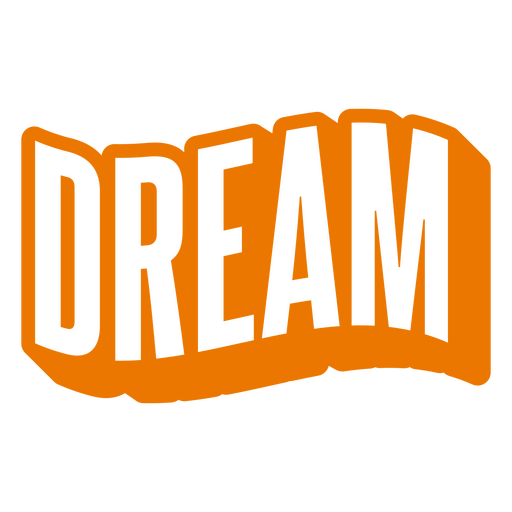 La palabra sueño en letras naranjas. Diseño PNG