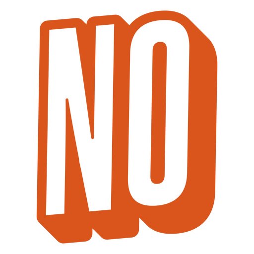 La palabra no en naranja oscuro. Diseño PNG