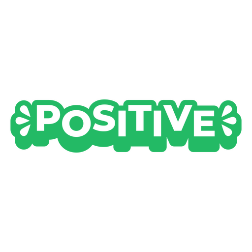 The word positive in green and white PNG Design