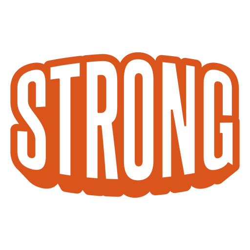 The word strong in orange and white PNG Design