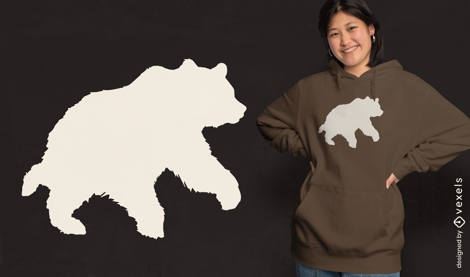 Diseño de camiseta de silueta de oso.