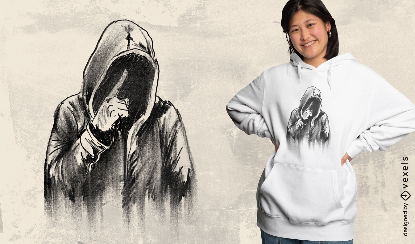 Man with hoodie t-shirt design