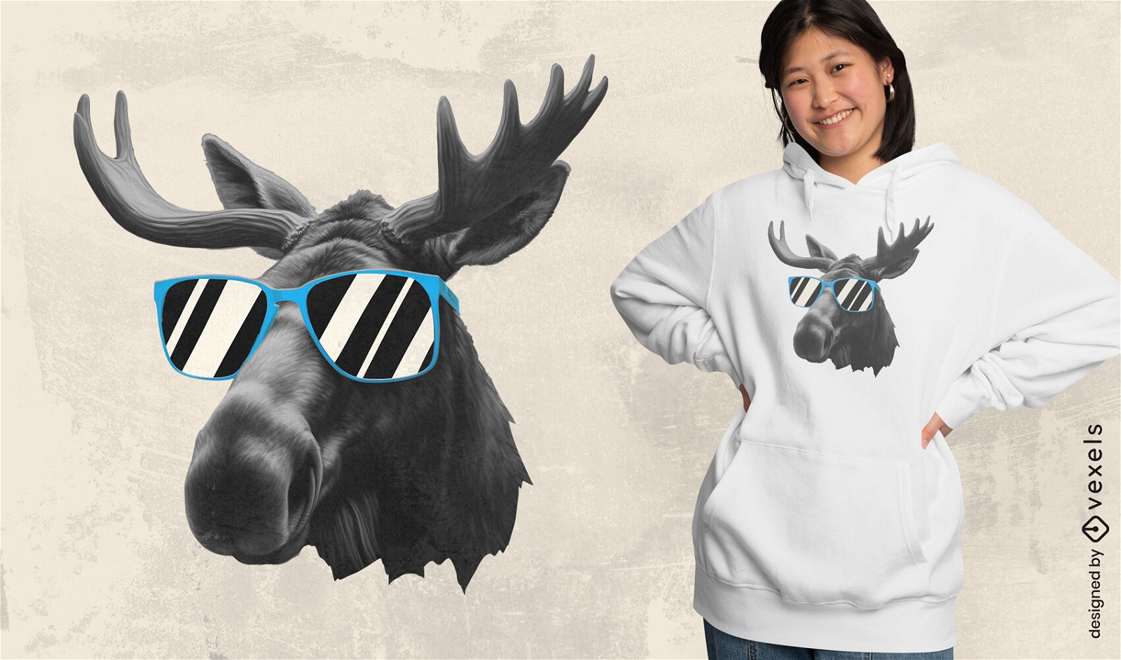 Moose with sunglasses t-shirt design