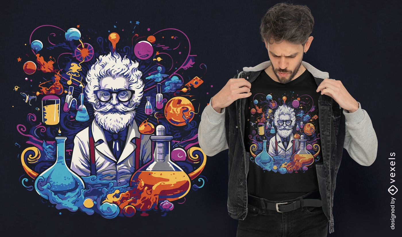 Design de camiseta psd do cientista espacial