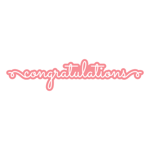 Felicitaciones en letras rosas. Diseño PNG