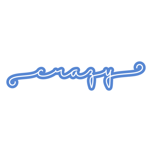 The word crazy written in blue PNG Design