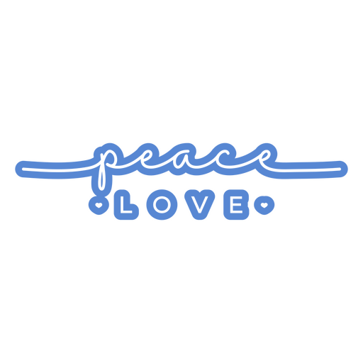 Paz amor letras azules Diseño PNG