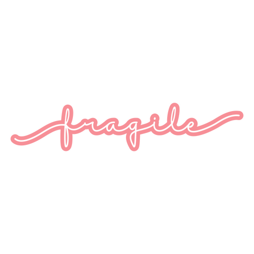 La palabra frágil escrita en rosa. Diseño PNG