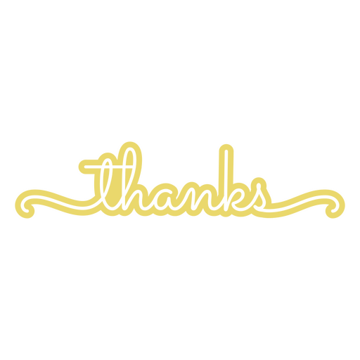 The word thanks written in yellow PNG Design