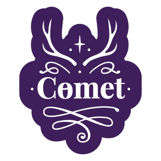 Emblema de cometa caprichoso con motivos de astas Diseño PNG