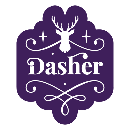 Logotipo morado con la palabra Dasher. Diseño PNG