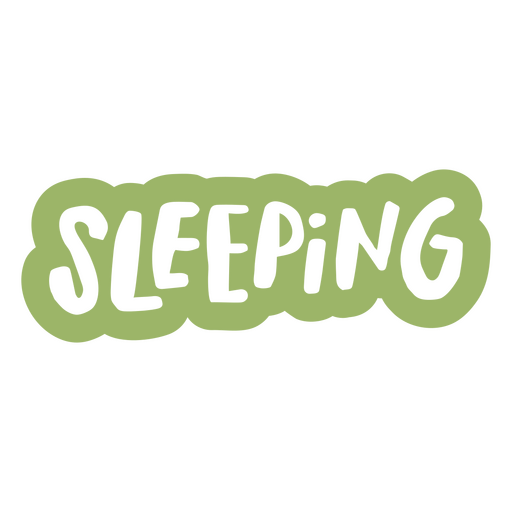 La palabra durmiendo en verde. Diseño PNG