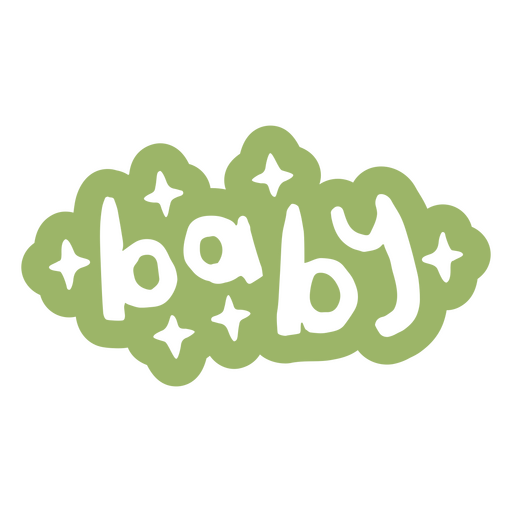 La palabra bebé en verde. Diseño PNG