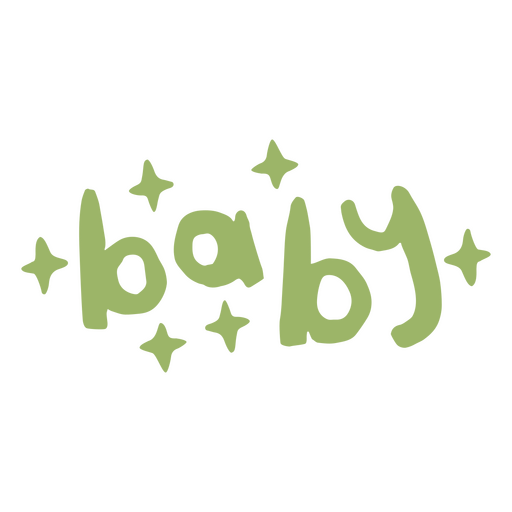 Playful baby text design with sparkling accents PNG Design