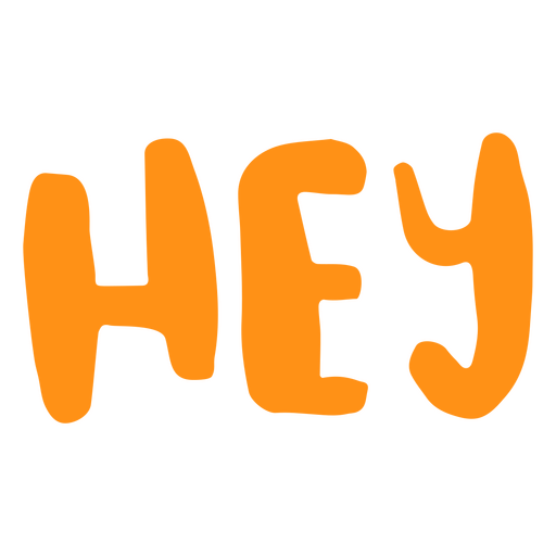 La palabra hey en naranja Diseño PNG