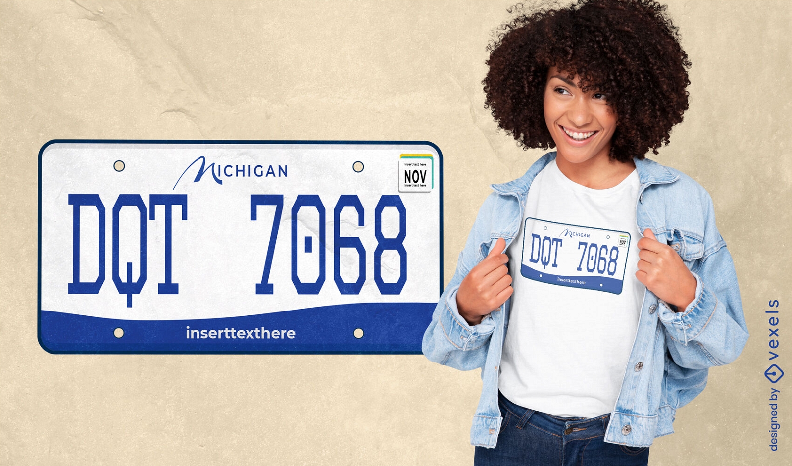Michigan-Nummernschild-T-Shirt-Design