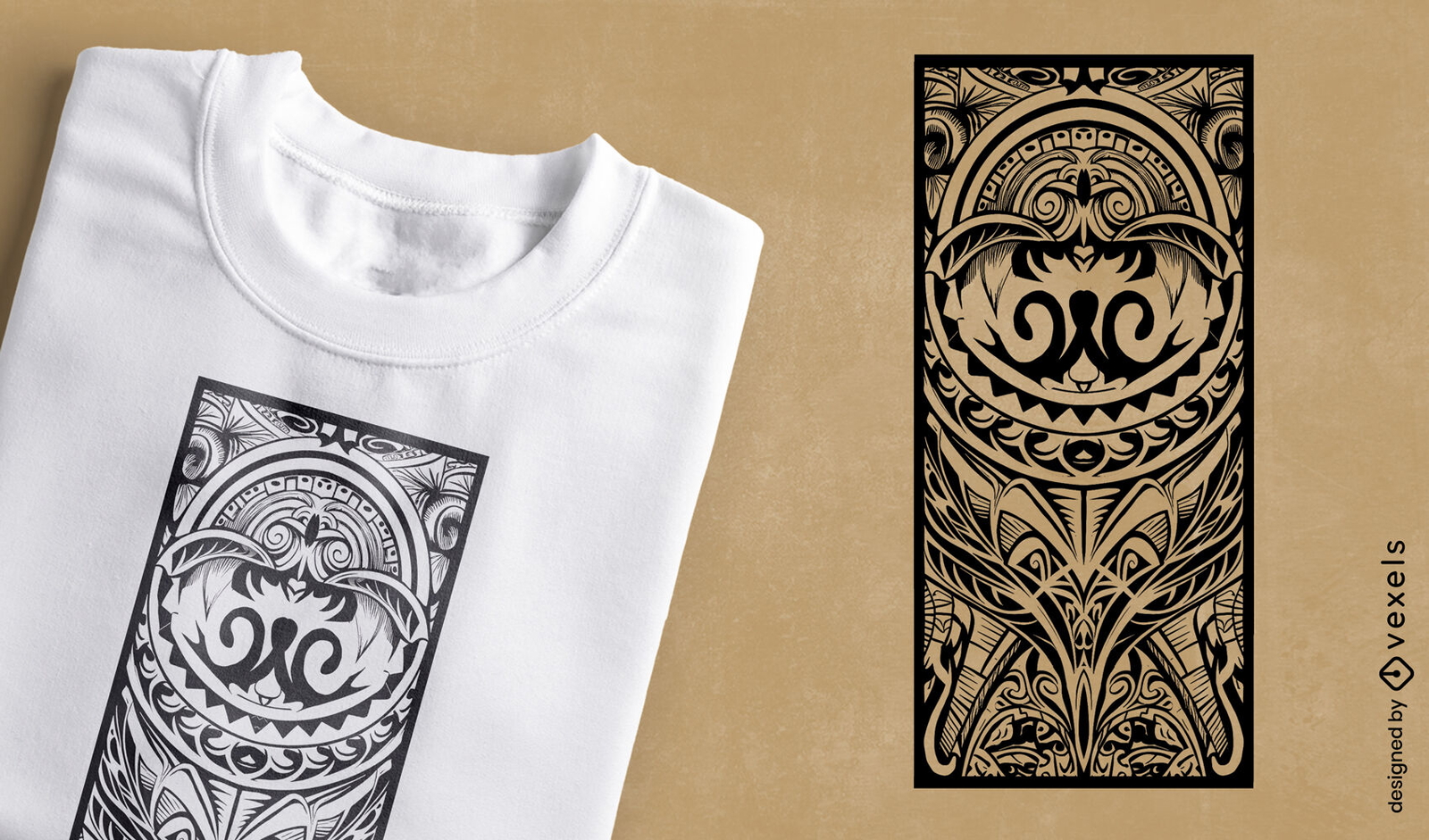 Diseño de camiseta de tatuaje tribal rectangular.