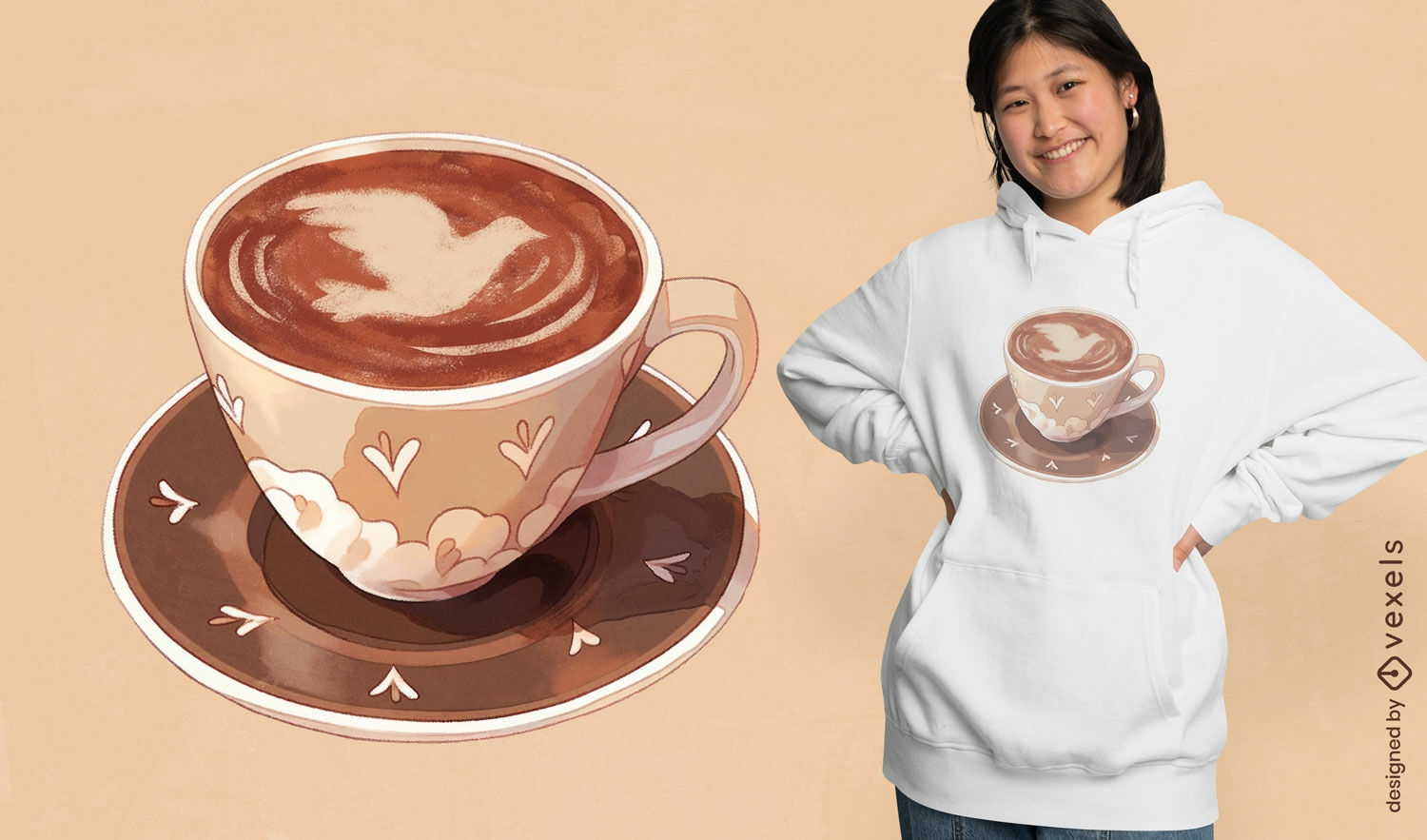 Design de camiseta de café pomba