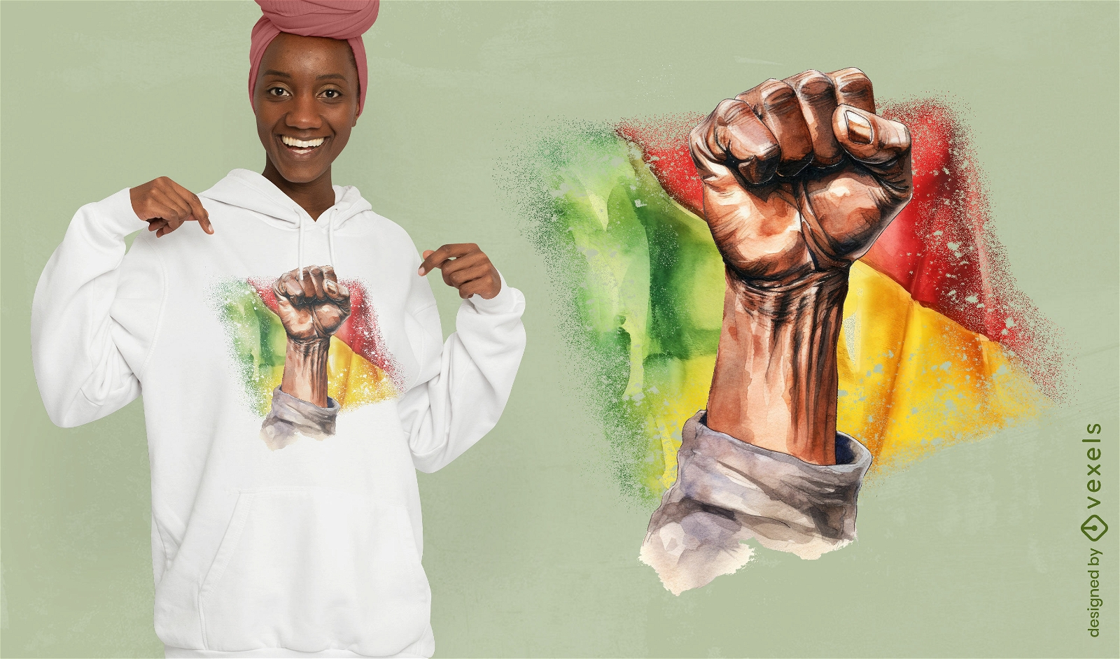 African american fist t-shirt psd