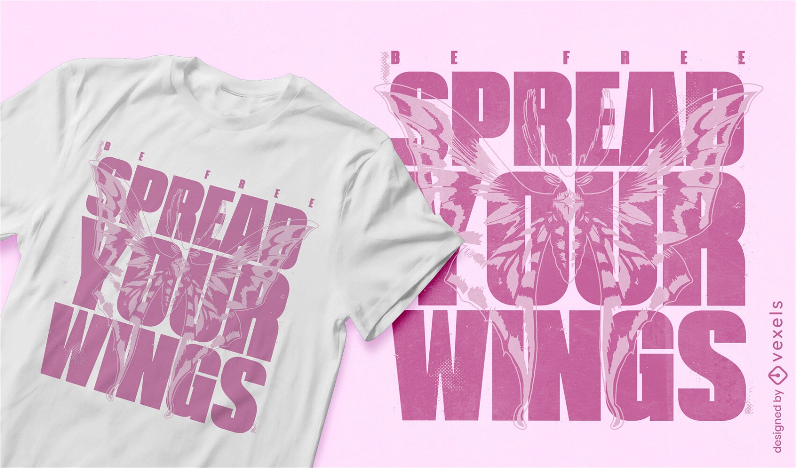 Verbreiten Sie Ihr rosafarbenes T-Shirt-Design mit Flügeln