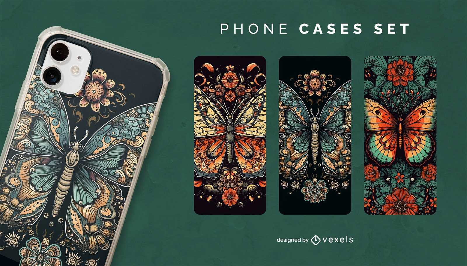 Vintage-Schmetterlings-Telefonhüllen-Set
