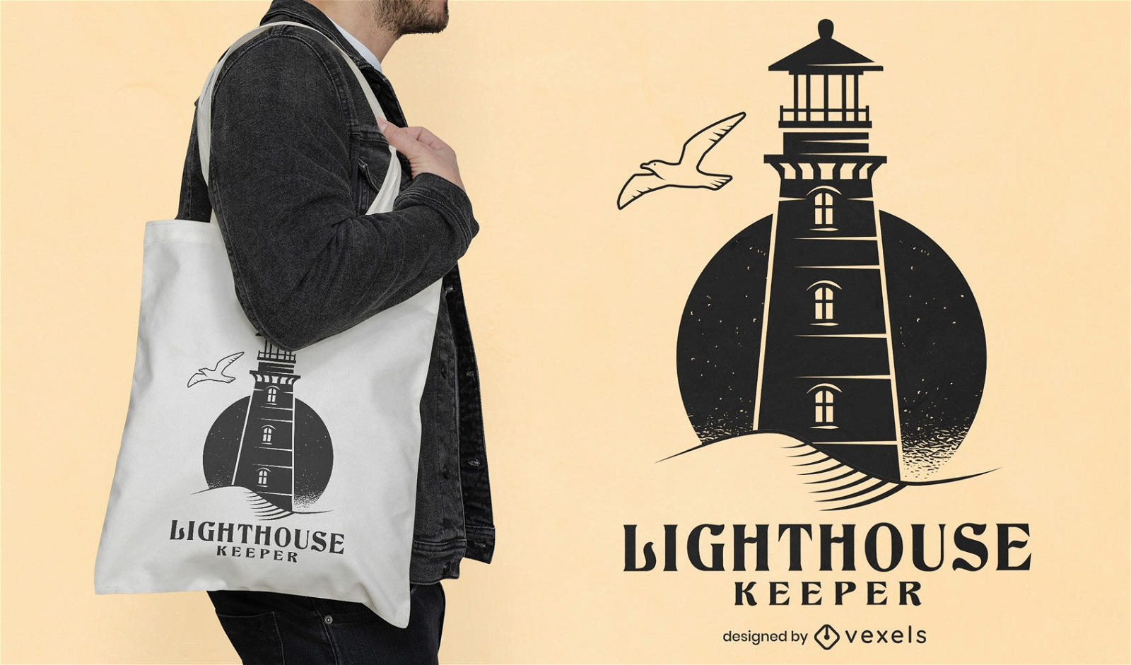 Design einer Leuchtturmwärter-Einkaufstasche