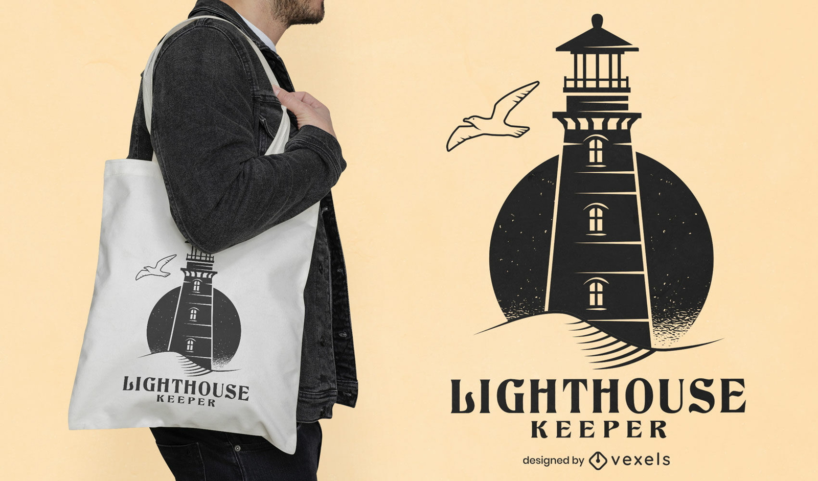 Lighthouse keeper tote bag design