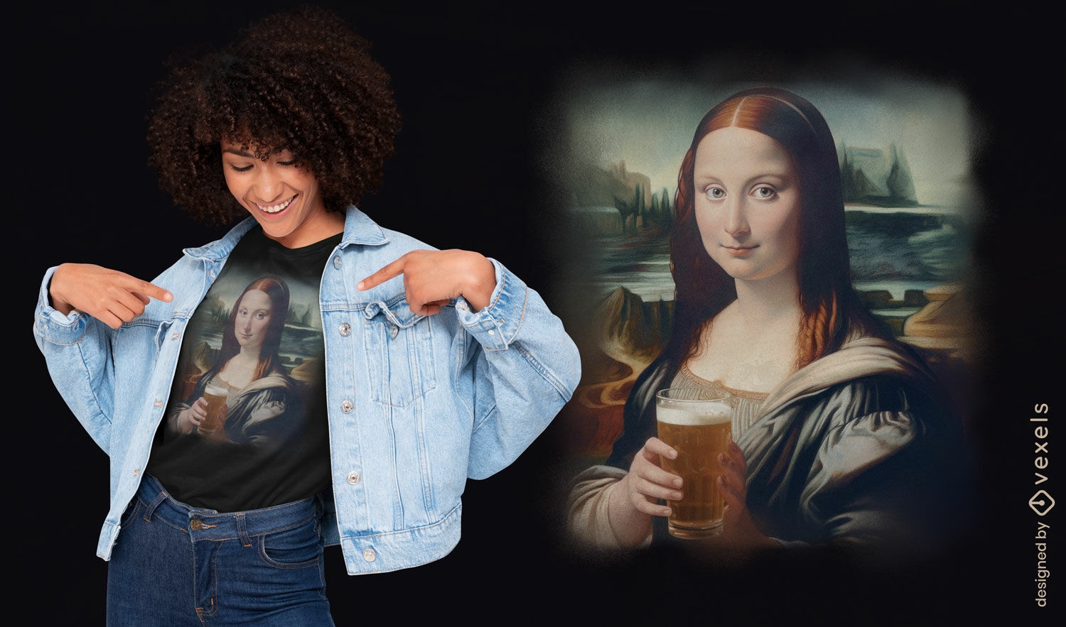 Design de camiseta da cerveja Mona Lisa