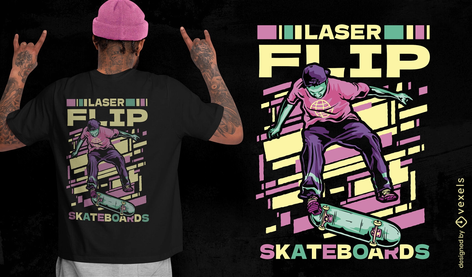 Laser flip skateboards t-shirt design