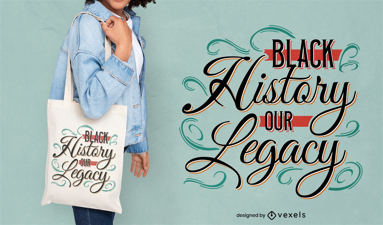 Design de sacola com citação de legado de história negra
