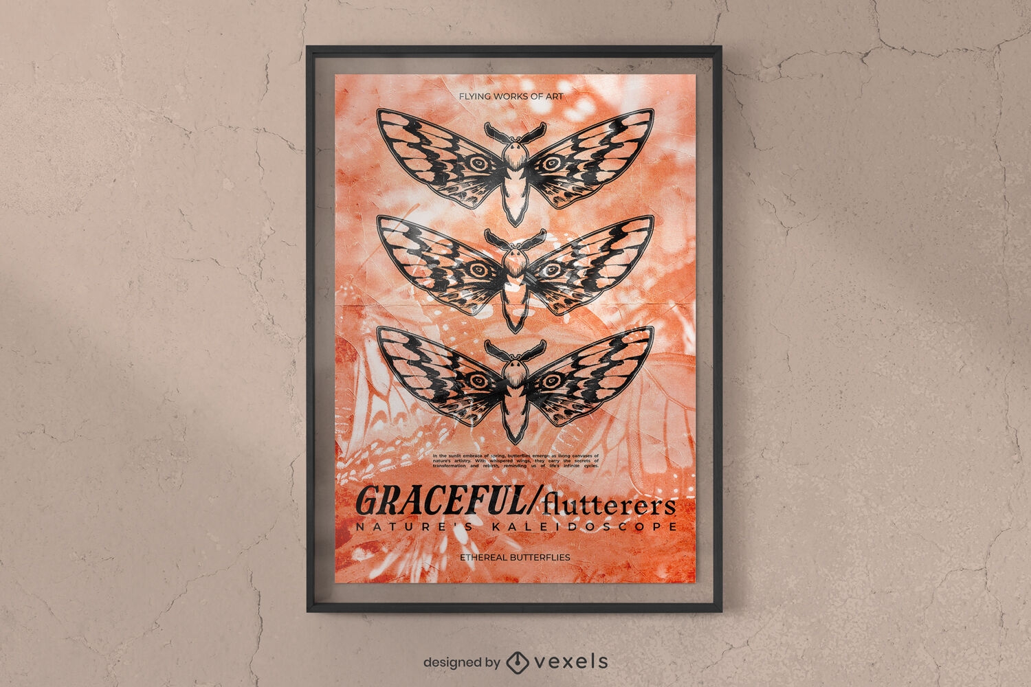 Butterflies flying poster template