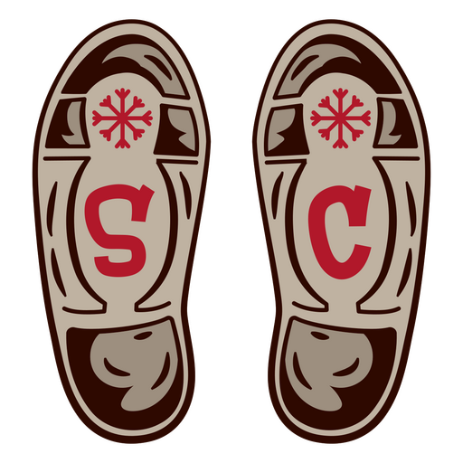 Diseño elegante de raquetas de nieve con letras s y c Diseño PNG