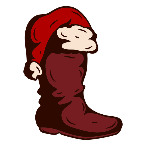 Santa boot with a santa hat on it PNG Design